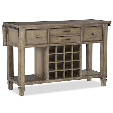 Kitchen Island and Bar with Drop Leaf, 4 Drawers and Removable Wine Storage